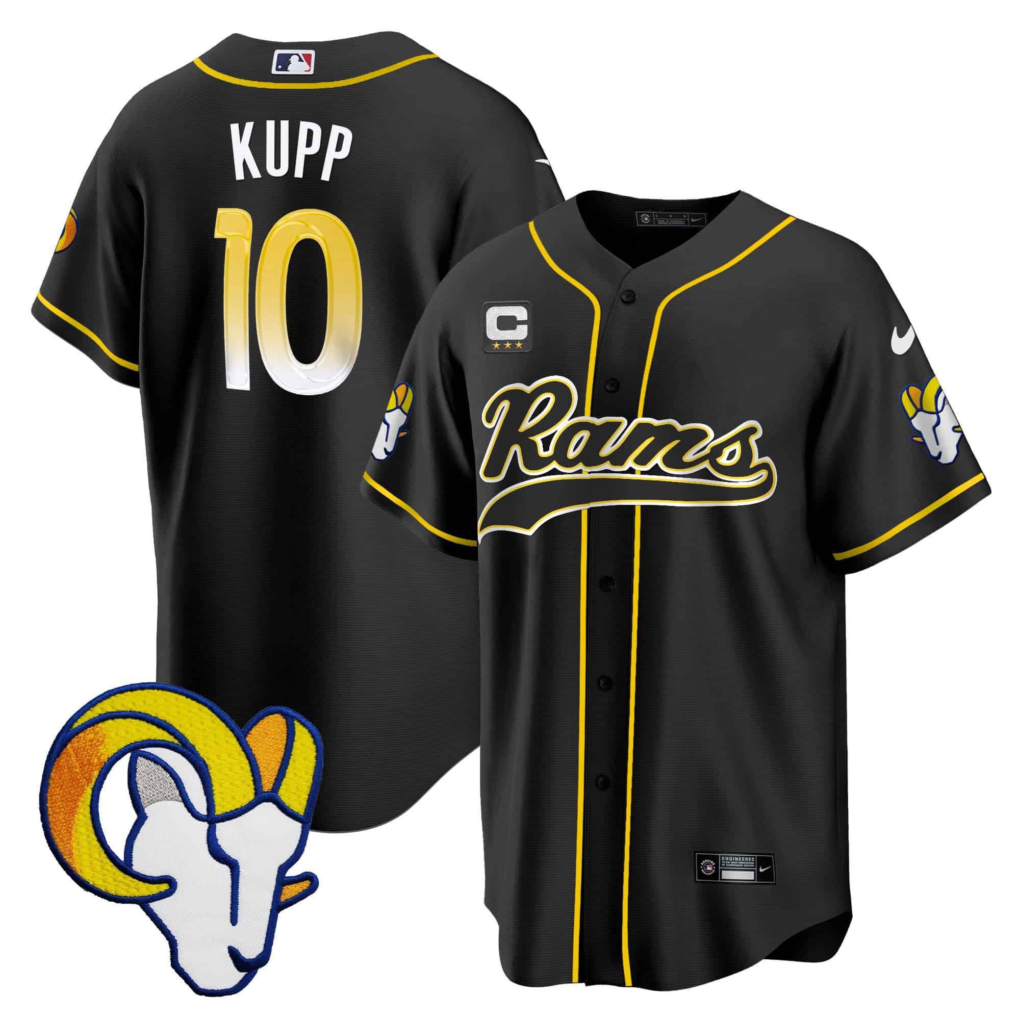 Men Los Angeles Rams #10 Kupp Black 2024 Nike Baseball NFL Jersey style 1